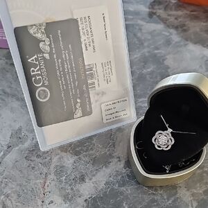 Moissanite 2 Ctw Silver Rose Necklace, Sterling Silver 925